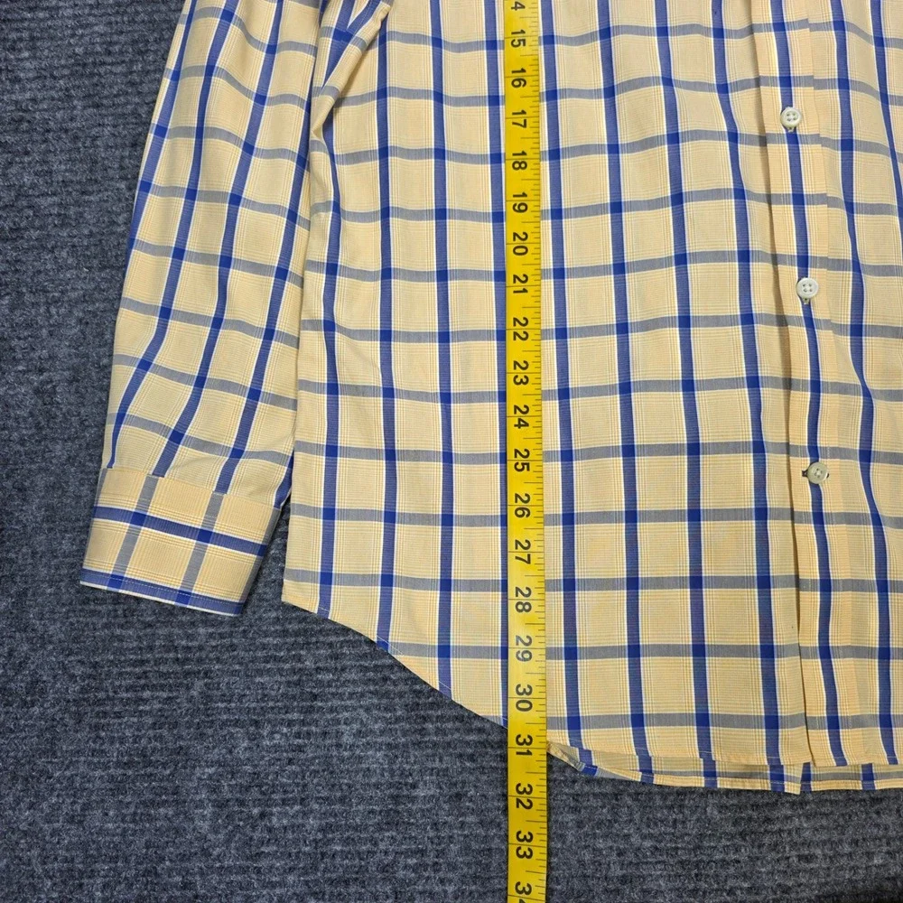 Banana Republic Plaid Classic Fit Shirt Men's Size L Yellow Blue Non-Iron Cotton